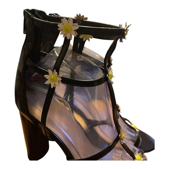 BCBGeneration Jordan Sunflower Heels Caged Gladiator Sandals Womens Size 9 Black - Picture 4 of 11